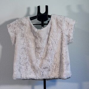 Maeve by Anthropologie White Faux Fur Crop Top